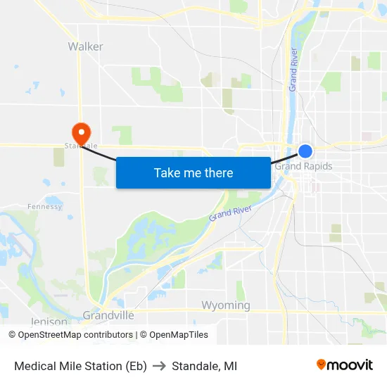 Medical Mile Station (Eb) to Standale, MI map
