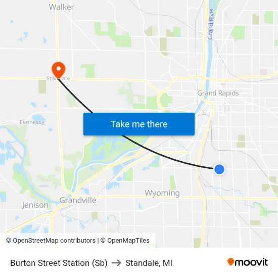 Burton Street Station (Sb) to Standale, MI map
