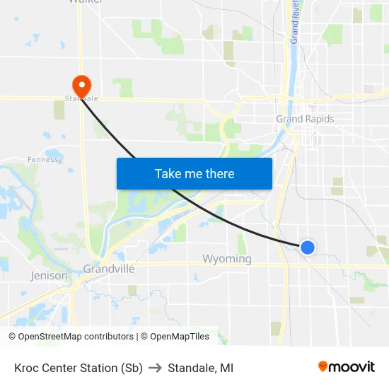 Kroc Center Station (Sb) to Standale, MI map