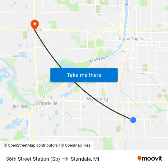 36th Street Station (Sb) to Standale, MI map