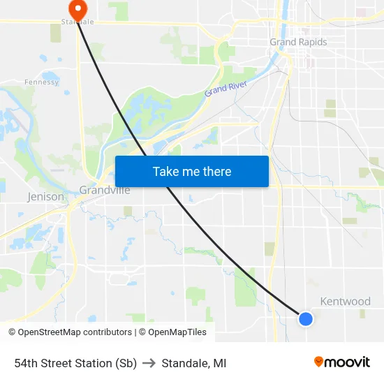 54th Street Station (Sb) to Standale, MI map