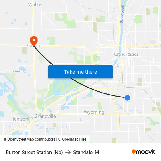 Burton Street Station (Nb) to Standale, MI map