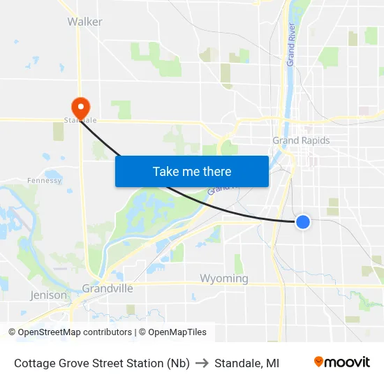 Cottage Grove Street Station (Nb) to Standale, MI map