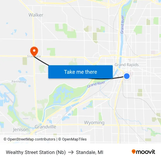 Wealthy Street Station (Nb) to Standale, MI map