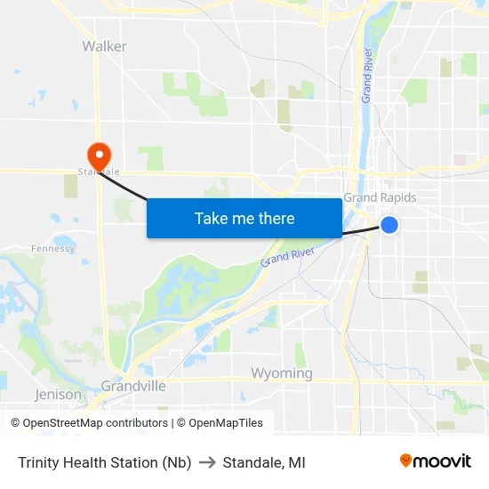 Trinity Health Station (Nb) to Standale, MI map