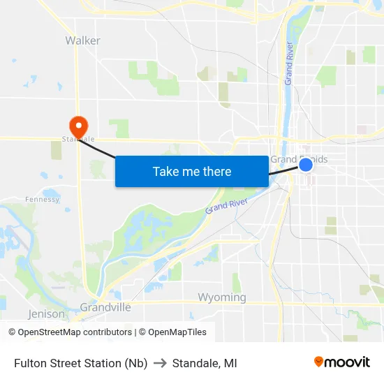 Fulton Street Station (Nb) to Standale, MI map