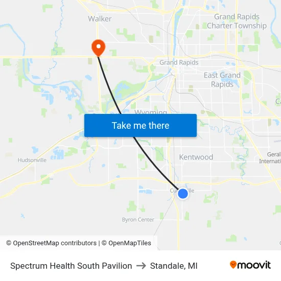 Spectrum Health South Pavilion to Standale, MI map