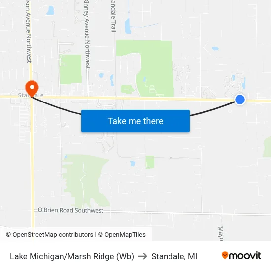 Lake Michigan/Marsh Ridge (Wb) to Standale, MI map