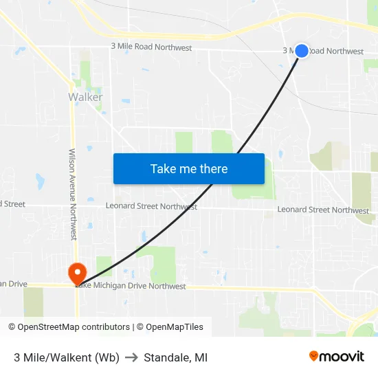 3 Mile/Walkent (Wb) to Standale, MI map