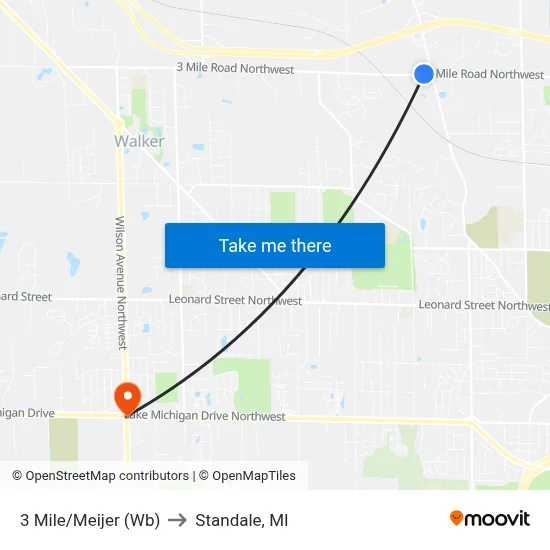 3 Mile/Meijer (Wb) to Standale, MI map