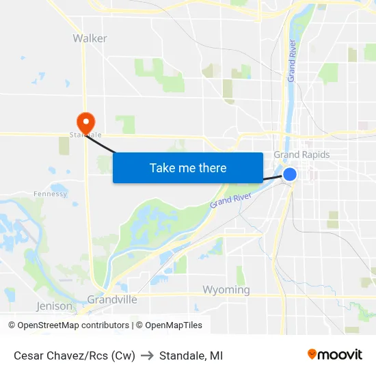 Cesar Chavez/Rcs (Cw) to Standale, MI map