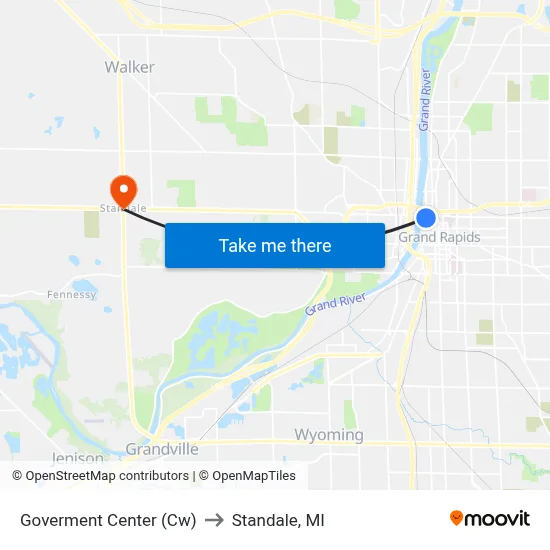 Goverment Center (Cw) to Standale, MI map