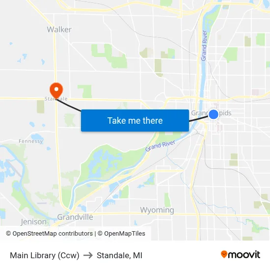 Main Library (Ccw) to Standale, MI map
