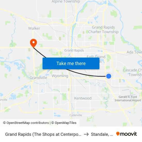 Grand Rapids (The Shops at Centerpoint) to Standale, MI map
