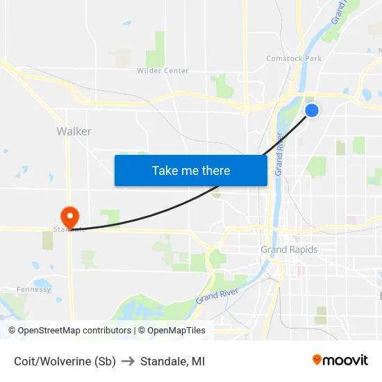 Coit/Wolverine (Sb) to Standale, MI map
