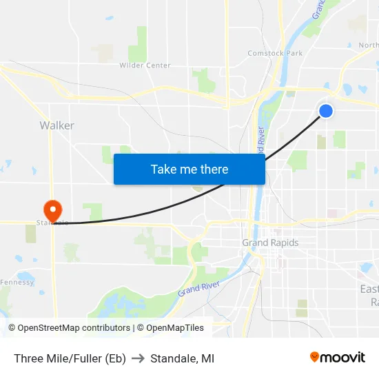 Three Mile/Fuller (Eb) to Standale, MI map