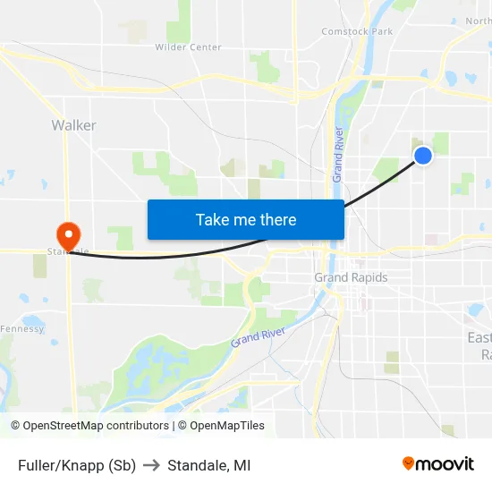 Fuller/Knapp (Sb) to Standale, MI map