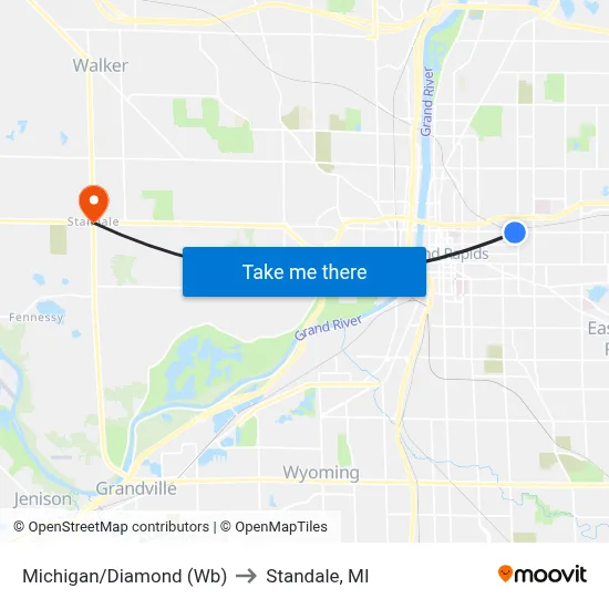 Michigan/Diamond (Wb) to Standale, MI map