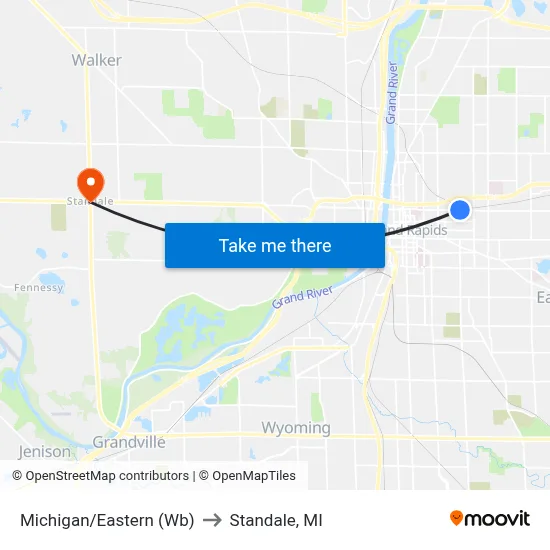 Michigan/Eastern (Wb) to Standale, MI map