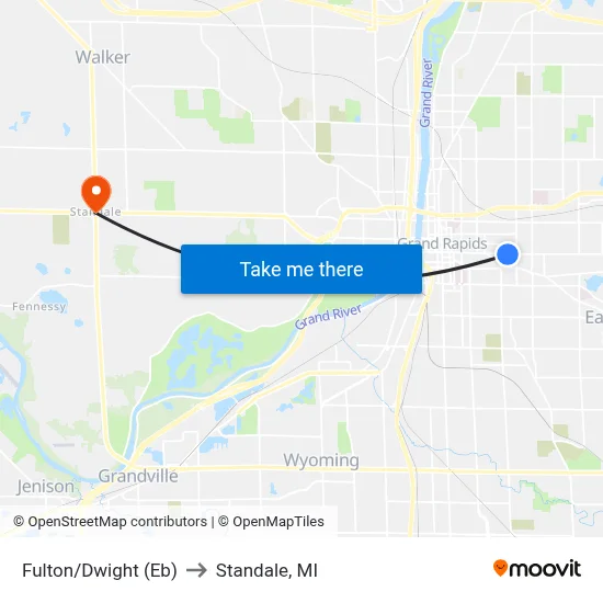 Fulton/Dwight (Eb) to Standale, MI map