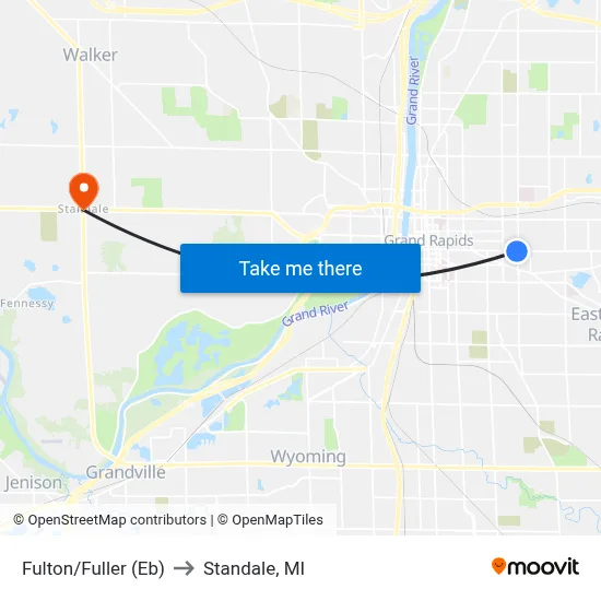Fulton/Fuller (Eb) to Standale, MI map