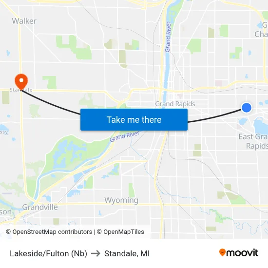 Lakeside/Fulton (Nb) to Standale, MI map