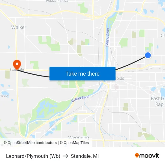 Leonard/Plymouth (Wb) to Standale, MI map