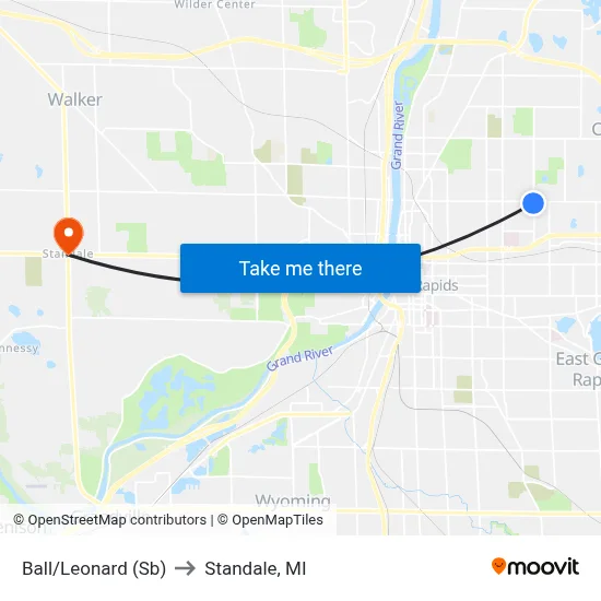 Ball/Leonard (Sb) to Standale, MI map