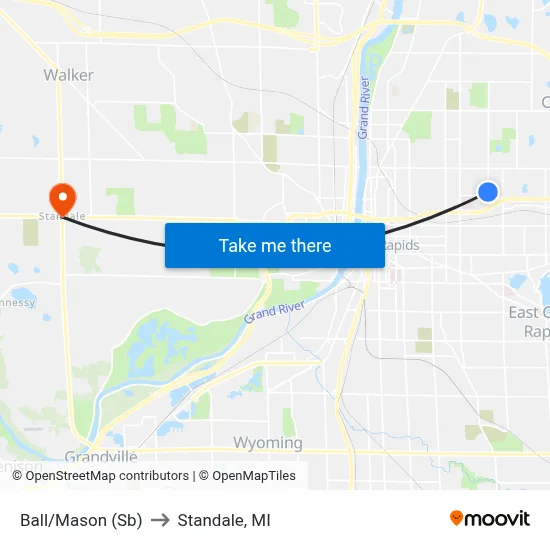 Ball/Mason (Sb) to Standale, MI map