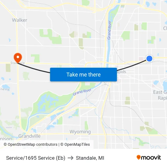 Service/1695 Service (Eb) to Standale, MI map
