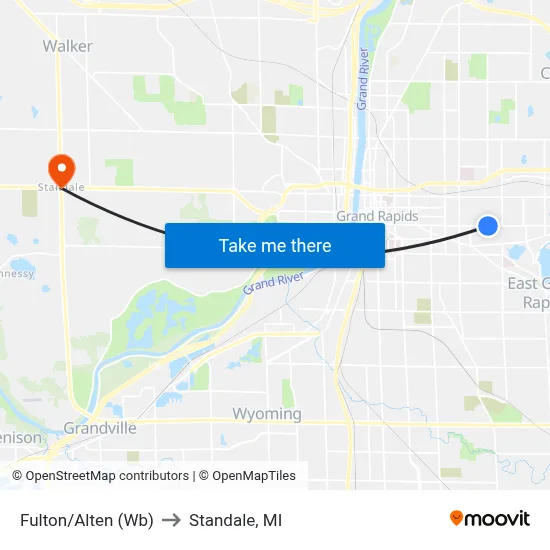 Fulton/Alten (Wb) to Standale, MI map