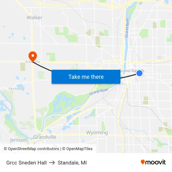 Grcc Sneden Hall to Standale, MI map
