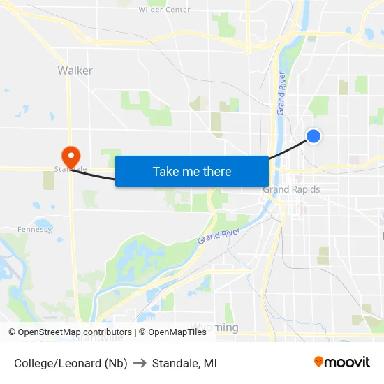 College/Leonard (Nb) to Standale, MI map