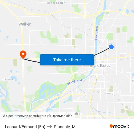 Leonard/Edmund (Eb) to Standale, MI map