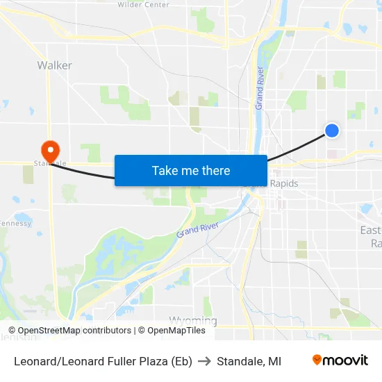 Leonard/Leonard Fuller Plaza (Eb) to Standale, MI map