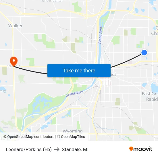 Leonard/Perkins (Eb) to Standale, MI map