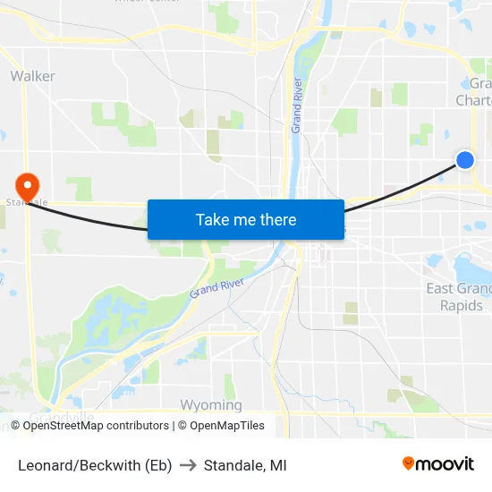 Leonard/Beckwith (Eb) to Standale, MI map