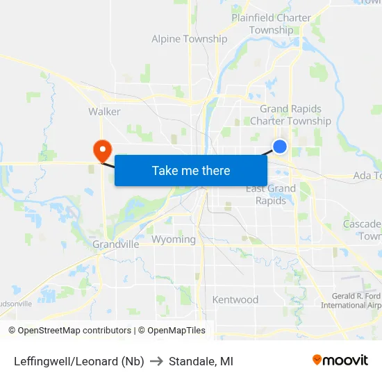 Leffingwell/Leonard (Nb) to Standale, MI map