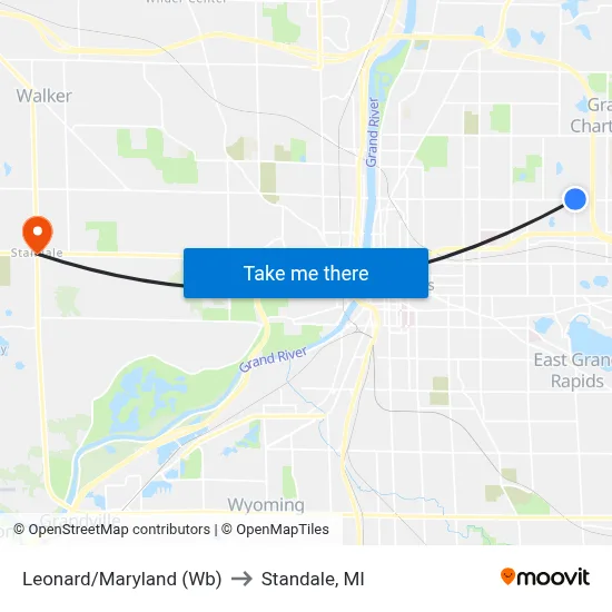 Leonard/Maryland (Wb) to Standale, MI map