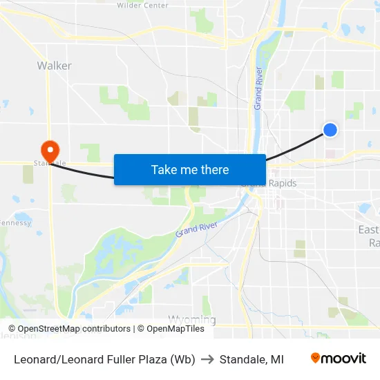 Leonard/Leonard Fuller Plaza (Wb) to Standale, MI map
