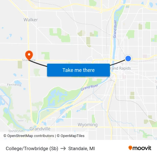College/Trowbridge (Sb) to Standale, MI map