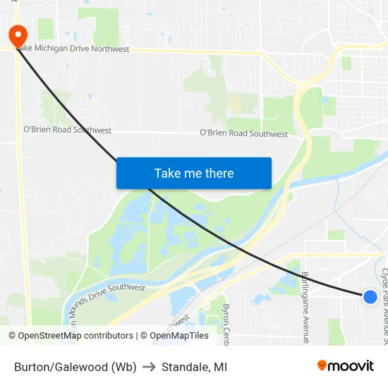 Burton/Galewood (Wb) to Standale, MI map