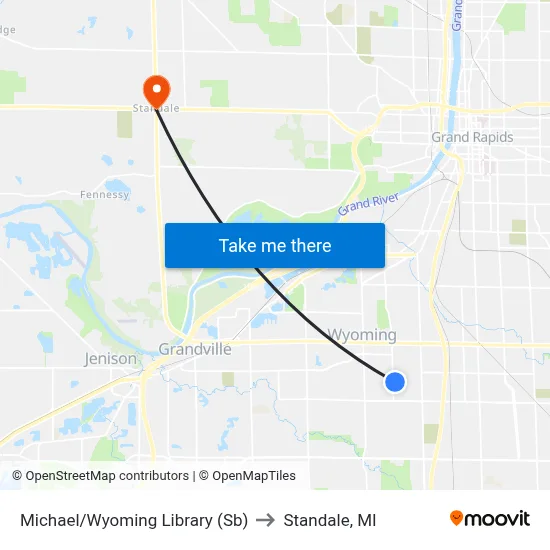 Michael/Wyoming Library (Sb) to Standale, MI map