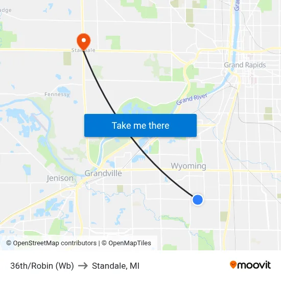 36th/Robin (Wb) to Standale, MI map