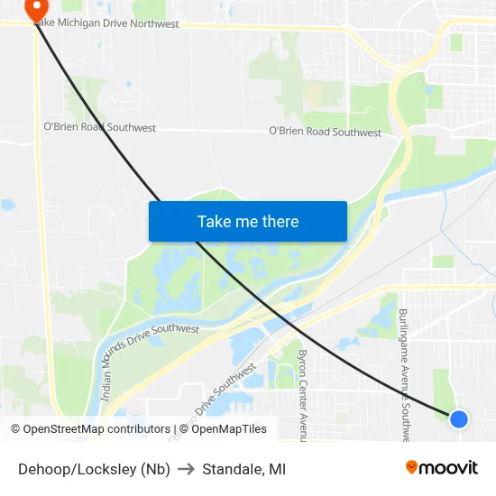 Dehoop/Locksley (Nb) to Standale, MI map