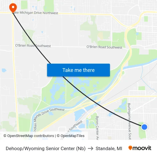 Dehoop/Wyoming Senior Center (Nb) to Standale, MI map
