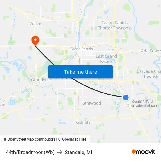 44th/Broadmoor (Wb) to Standale, MI map