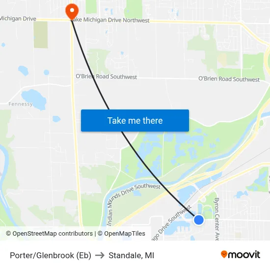 Porter/Glenbrook (Eb) to Standale, MI map