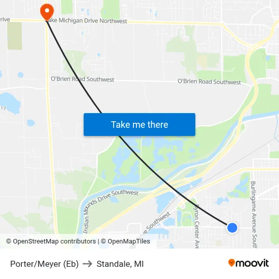 Porter/Meyer (Eb) to Standale, MI map