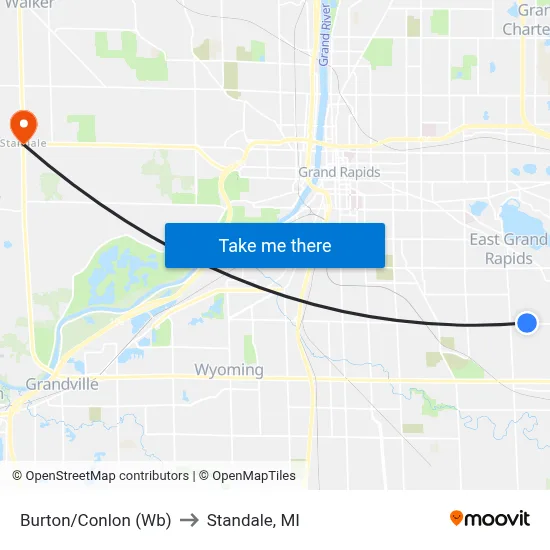 Burton/Conlon (Wb) to Standale, MI map